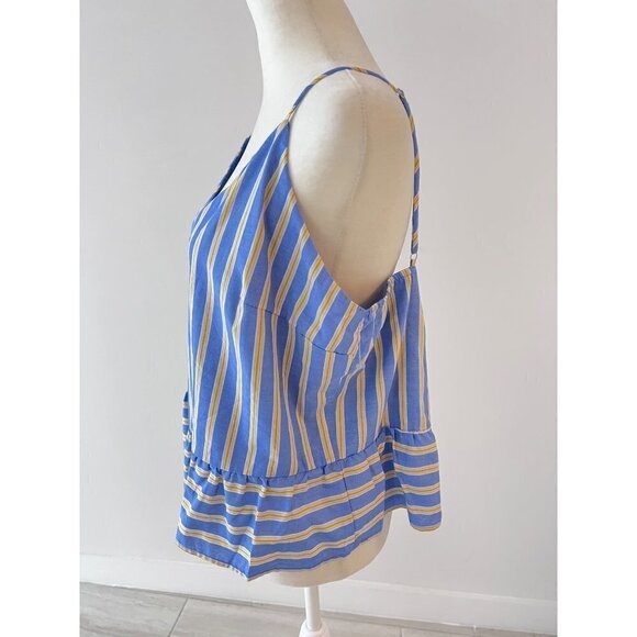 Ocean Breeze Kaia Stripe Button Front Peplum Camisole size XL - Picture 3 of 5